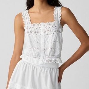 GAP x Doen White Eyelet Lace Crop Top | Cottagecore Boho | Size S
